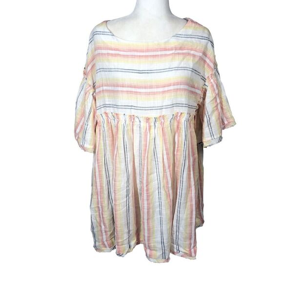 Free People Dress Womens S/P Striped Raw Hem Summer Nights Mini Babydoll New - Picture 3 of 14